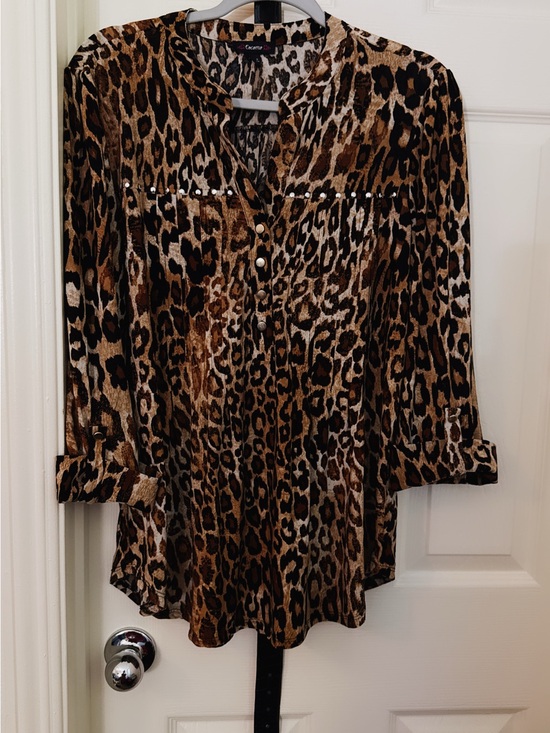 Cocomo Tops - Cocomo Brown Leopard Print Button-Front Blouse